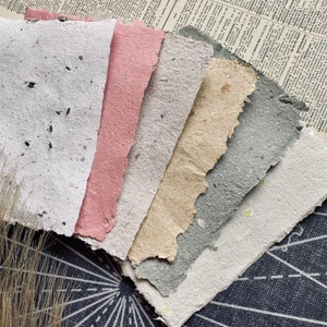 Handmade Paper | Recycled Paper | DIY Paper | Paper Bundle | Custom Made Paper | Neutral Paper | Background Paper| Journaling | Scrapbooking