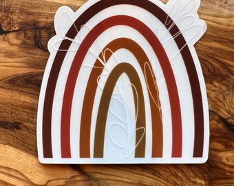 Warm tone clear rainbow sticker- durable matte sticker, waterproof water bottle sticker, simple, clear back, rainbow
