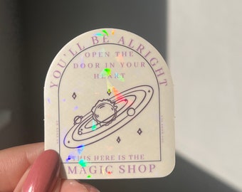 magic shop BTS clear arch lyric sticker | bangtan sonyeondan holo flake die cut weatherproof sticker (laptop, water bottle)