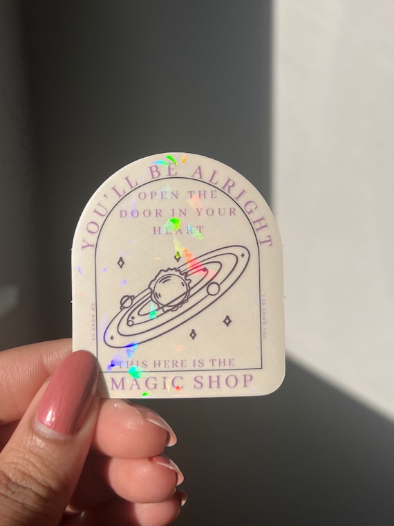 magic shop BTS clear arch lyric sticker | bangtan sonyeondan holo flake die cut weatherproof sticker (laptop, water bottle)