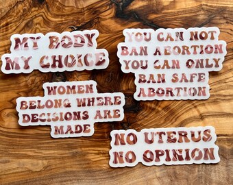 pro-choice sticker pack - gemarmerde tekst laptop stickers, feministische citaten, pro-choice gezegden, laptop sticker, hydroflask, roe v wade