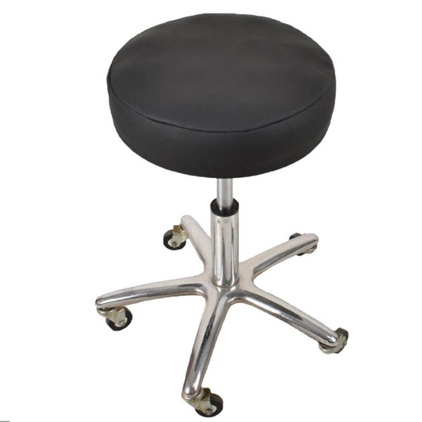 Noor Real Leather NEGRO REDONDO Bar STOOL Funda de asiento Protector de muebles Reemplazo / Fundas de taburete elásticas / Taburete de bar / Taburete de bar de taller /