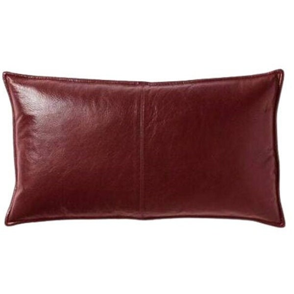 BURGUNDY LEATHER RECTANGLE Pillow Cover - Genuine Lambskin Leather Pillow Cover fr Room - Lumber Cushion Cover Decorative Throw Cover Maroon