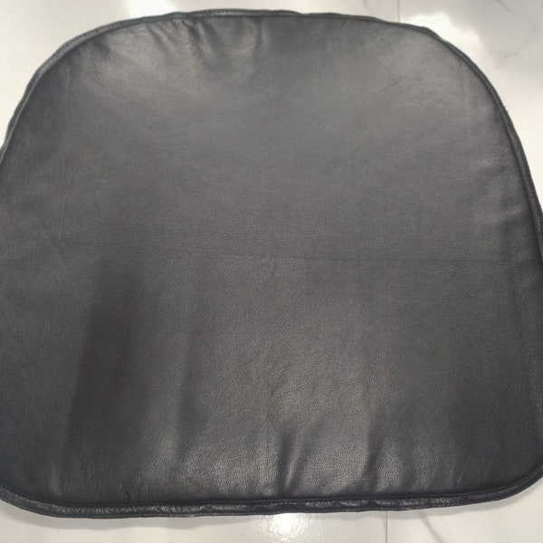 Noor Lambskin Leather BLACK ROUND EDGE Chair Pad |Dining Seat Pad for Home and Office | Housewarming Gifts | Dine Leather Chair Cushion|