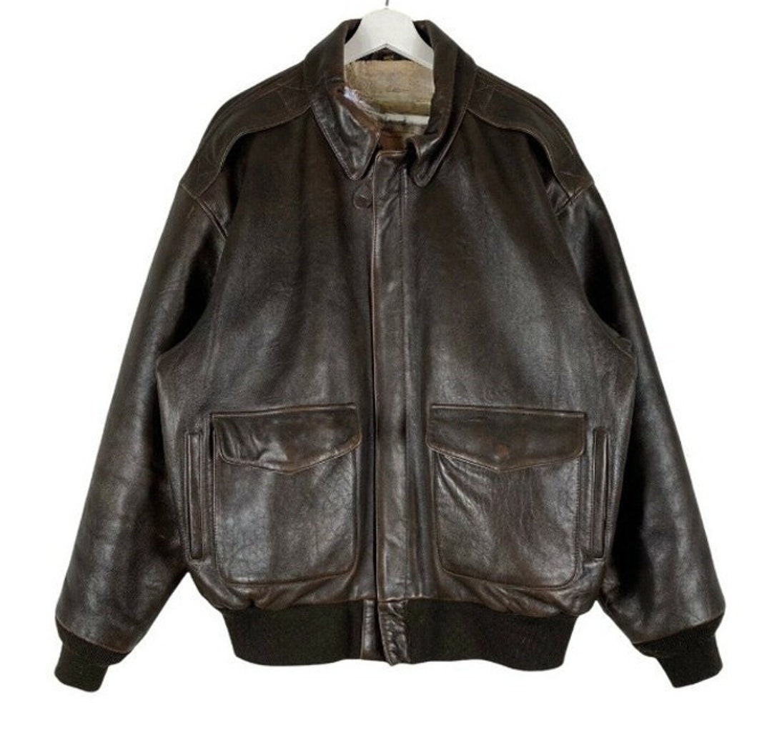 Noor Mens BROWN Leather Jacket A-2 US Air Force Genuine Brown Leather ...