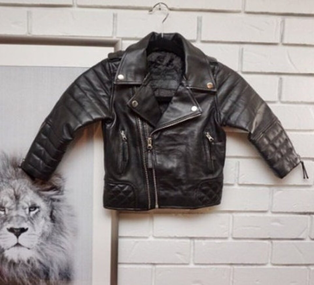 Toddler KIDS BLACK Leather Jacket QUILTED Leather Jacket Etsy