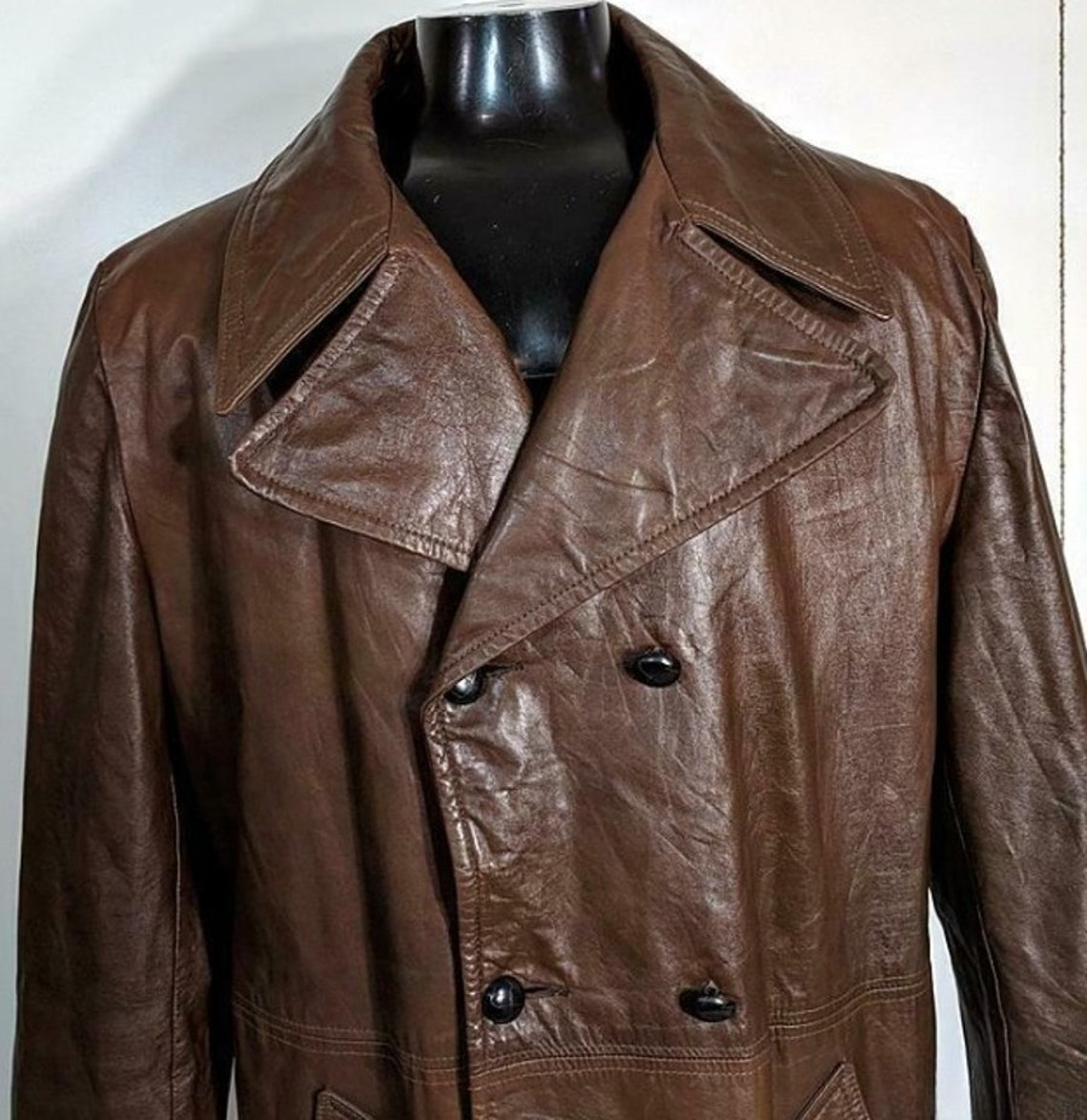 Mens BROWN Leather Trench Coat German Military Real Leather - Etsy