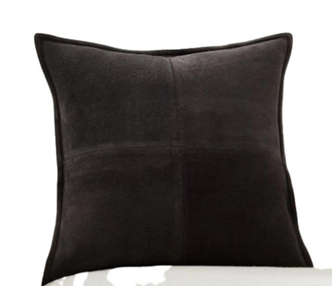 Lambskin SUEDE Leather Cushion Cover BLACK SQUARE Shape Etsy