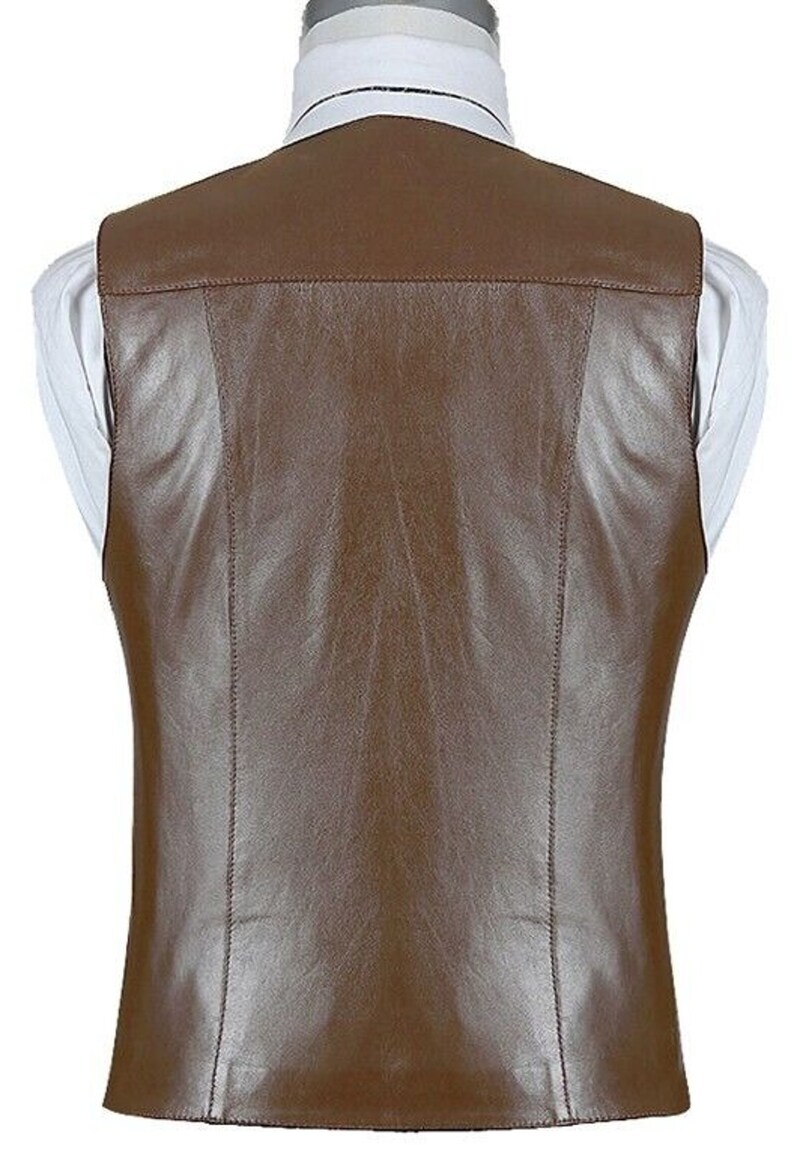 Mens Dark BROWN Leather Vest Coat Office & Meeting Wear Etsy