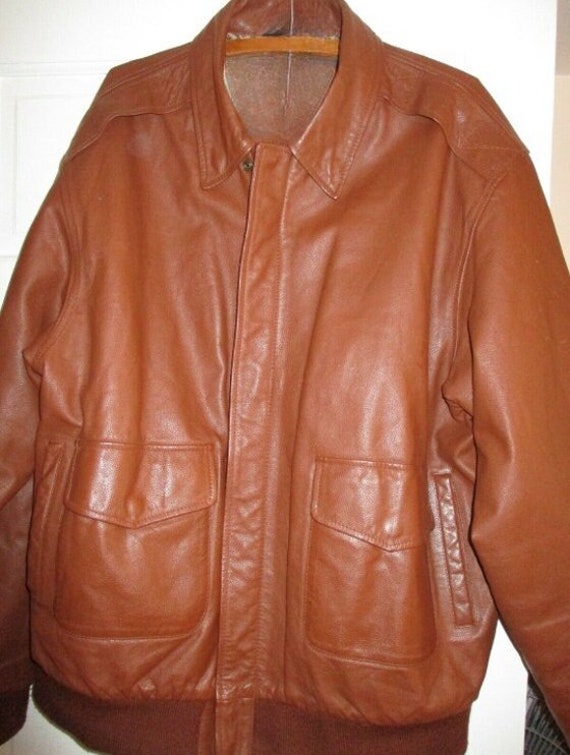 Mens tan leather bomber clearance jacket