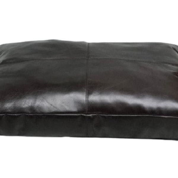 Leather SEAT Cushion Cover | BLACK Leather Pet Bed Cover | RECTANGULAR Meditation leather cushion Floor Cover Custom size bench pillow Case