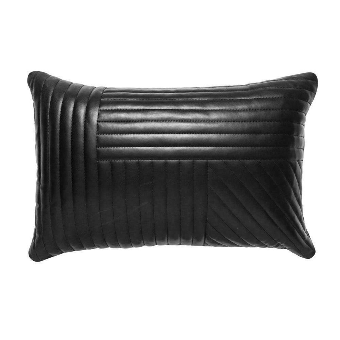 Noor Leather LUMBER BLACK Pillow Cover Striped Quilted Etsy