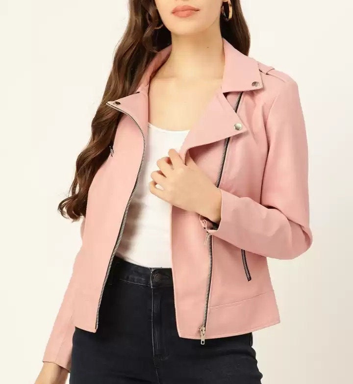 Baby pink hotsell biker jacket