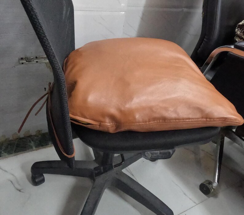 Noor Lambskin Leather TAN ROUND Edge Chair Pad Cover dining Etsy