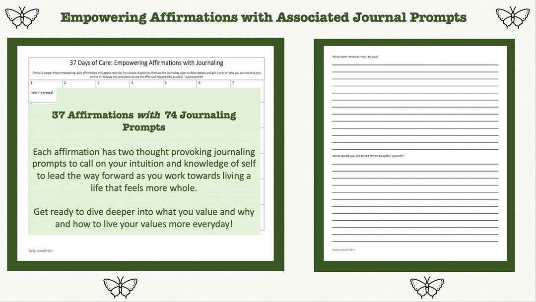 Empowering Affirmations With Journaling Prompts for Empaths Etsy