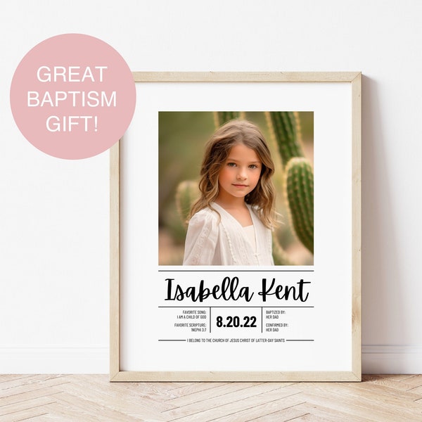 LDS Baptism Gift Girl, LDS Memento, Girl Baptism Gift, Lds Printable Art, Baptism Remembrance, Lds Baptism Display, LDS Primary Handout