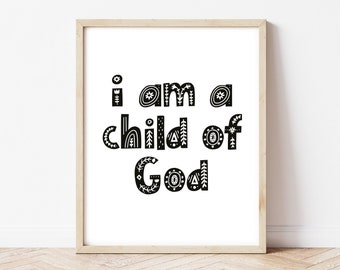 Soy un hijo de Dios, Arte de un hijo de Dios, Regalo de bautismo SUD, Regalo de bautismo para niña SUD, Regalo de bautismo para niño SUD, Imprimible de bautismo, Exhibición de bautismo