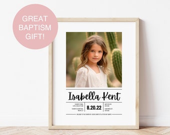 LDS Baptism Gift Girl, LDS Memento, Girl Baptism Gift, Lds Printable Art, Baptism Remembrance, Lds Baptism Display, LDS Primary Handout