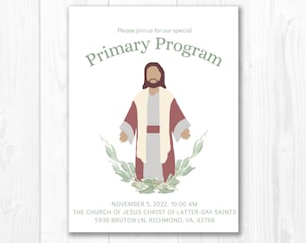 LDS Primary Program Invitation Template, LDS Primary Invitation, LDS Primary Singing Time, Printable, Editable, Download