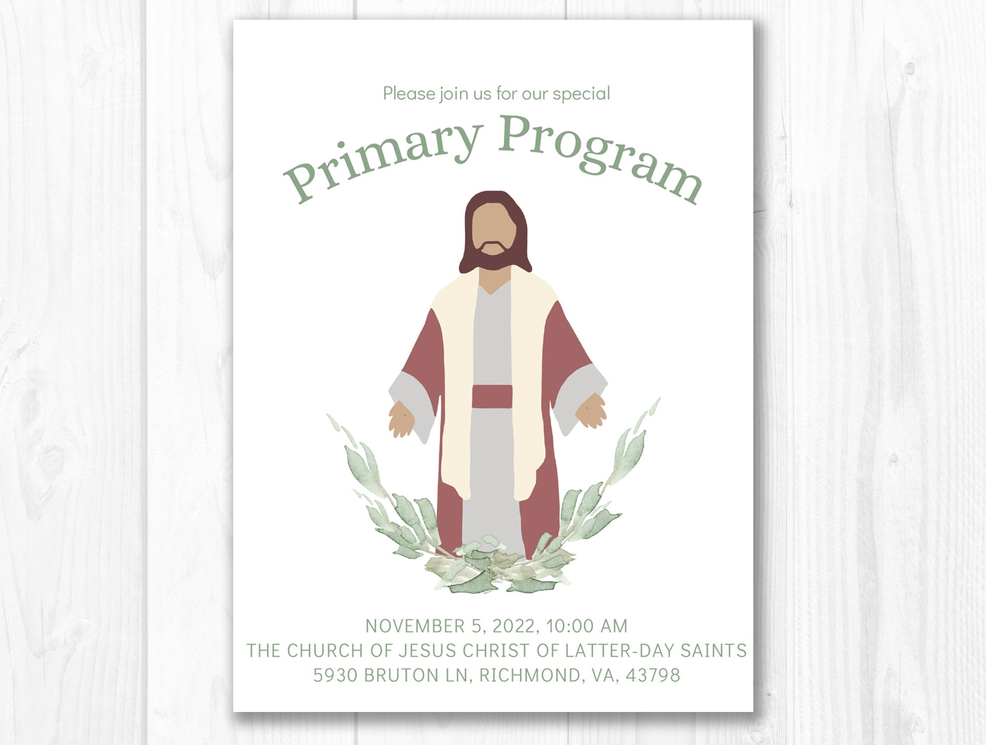 LDS Primary Program Invitation Template, LDS Primary Invitation, LDS ...