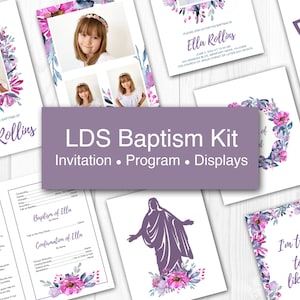 LDS Baptism Program, LDS Baptism Invitation, LDS Baptism Invitation, lds Baptism Bundle, Purple Baptism