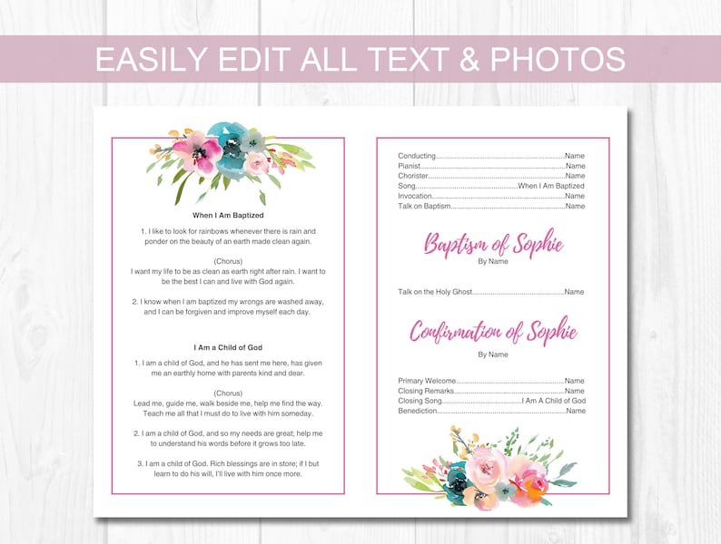 LDS Baptism Program, Baptism Program LDS, LDS Baptism Program Template, lds Baptism Program Girl, Lds Baptism Ideas