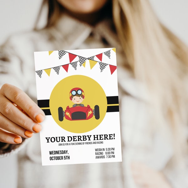 Pinewood Race Flyer, Derby Invitations, Printable, Editable, Download