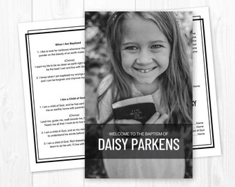 LDS Baptism Program, LDS Baptism Program Girl, LDS Baptism, Minimalist Baptism, Lds Baptism Download, Lds Primary Baptism Program