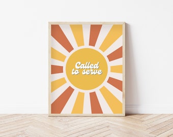 LDS Missionary Art, LDS Missionary Gifts, Called To Serve Print, LDS Missionary Study, Lds Printable, Lds Art, Lds Wall Décor, Retro