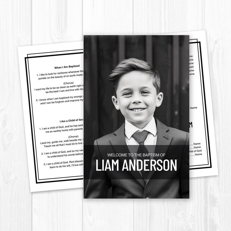 LDS Baptism Program, LDS Baptism Program Boy, Baptism Program LDS