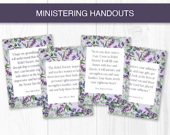 Relief Society, Ministering Notes LDS, Ministering Assignments, Ministering Gifts, LDS Printable, Relief Society Printable, Lavender, Floral