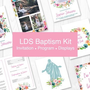 LDS Baptism Invitation, LDS Baptism Program, LDS Baptism Bundle, Lds Baptism, Baptism Program Lds, Lds Baptism Program Template, Teal, Pink
