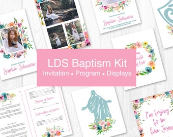 LDS Baptism Invitation, LDS Baptism Program, LDS Baptism Bundle, Lds Baptism, Baptism Program Lds, Lds Baptism Program Template, Teal, Pink