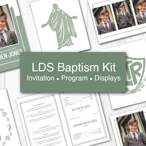 Sage Green LDS Baptism Program, Editable LDS Baptism Program Boy, LDS Baptism Invitation, Baptism Bundle