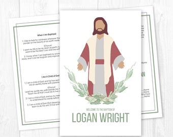 LDS Baptism, LDS Baptism Program, Baptism Program LDS, Lds Baptism Program Template, Editable Lds Baptism Program Boy, Eucalyptus, Olive