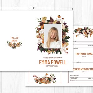 LDS Baptism Program, Baptism Program LDS, LDS Baptism Program Template, lds Baptism Program Girl, Vintage Floral, Burgundy, Burnt Orange