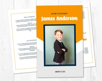 LDS Baptism Program, LDS Baptism, Baptism Program LDS, Lds Baptism Program Template, Editable Lds Baptism Program Boy, Yellow, Gray, White