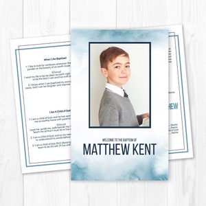 LDS Baptism Program, Editable LDS Baptism Program Boy, LDS Baptism Program Template, Lds Boy Baptism Program, Watercolor