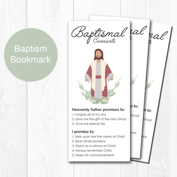 LDS Baptism Bookmark, LDS Baptism Talk, LDS Primary Handout, Lds Baptism Gift, Baptism Print