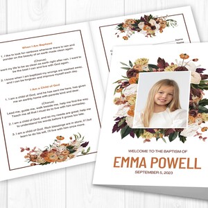 LDS Baptism Program, Baptism Program LDS, LDS Baptism Program Template, lds Baptism Program Girl, Vintage Floral, Burgundy, Burnt Orange