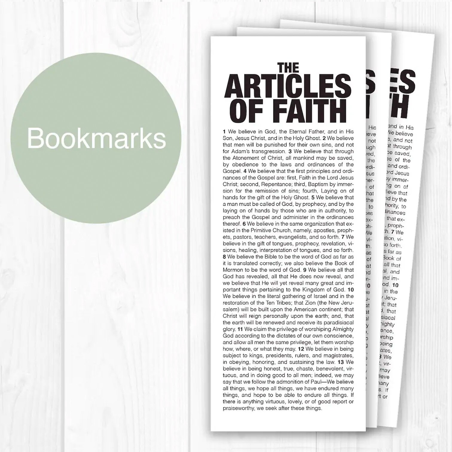 Articles Of Faith Bookmarks LDS Bookmark LDS Primary Handout LDS 