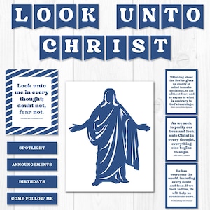 2025 LDS Youth Theme, LDS Bulletin Board, Young Men, Young Women, Look Unto Christ, Printable Banner, Doubt Not Fear Not