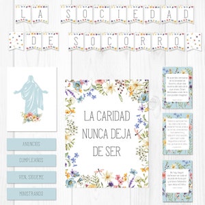 Spaans LDS ZHV-bulletinbord, Español bedieningsnotities, wilde bloemen, afdrukbare banner, afdrukken van La Iglesia de Jesucristo