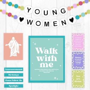 Prikbord jongevrouwen LDS, LDS-jeugdthema 2026, ik ben een discipel van Jezus Christus, afdrukbare banner, LDS-afdrukken, vriendschapsarmband