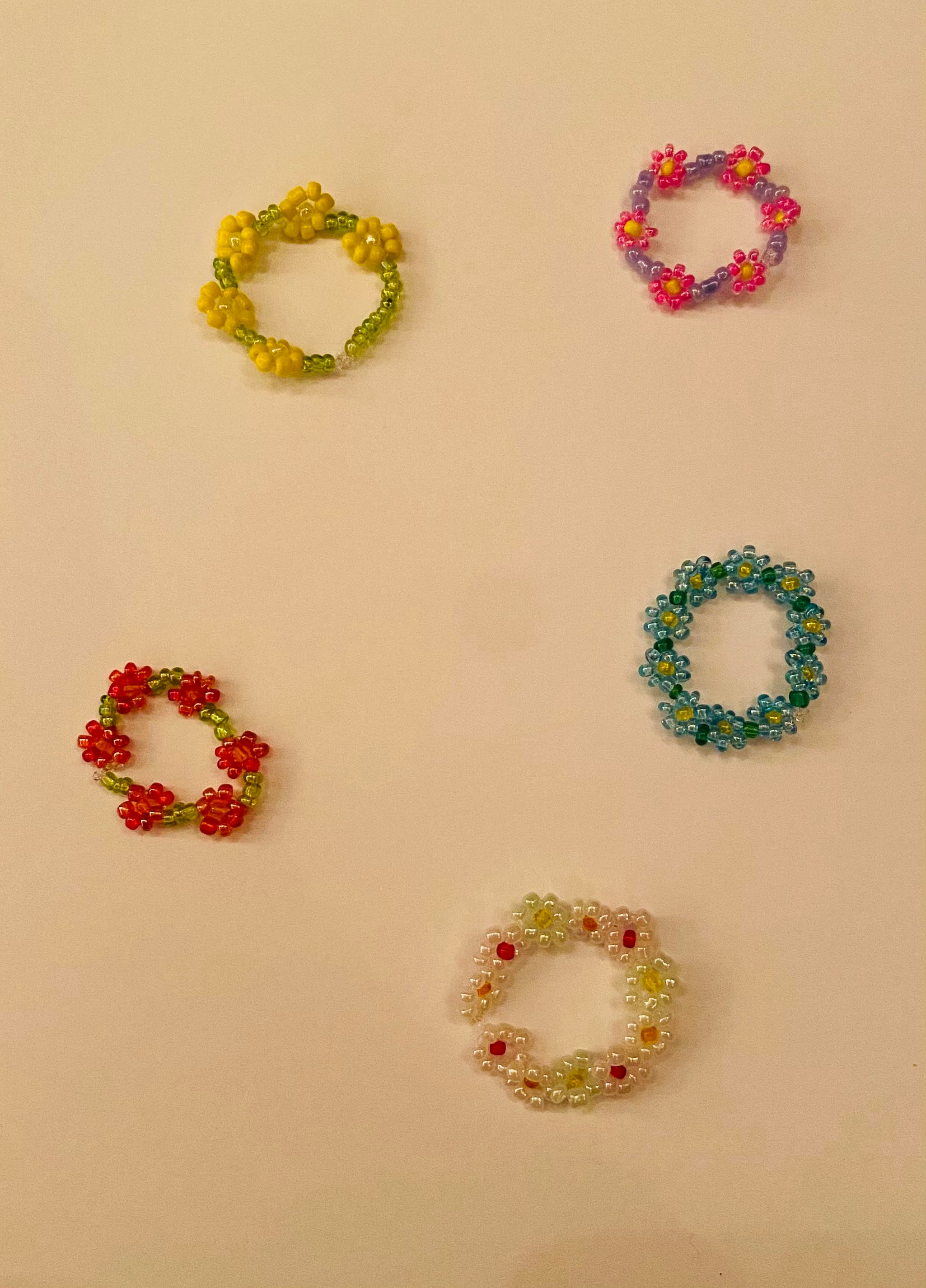 Beaded Flower Rings Etsy