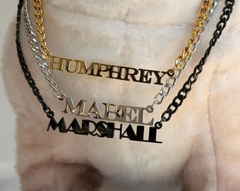 Collar personalizado con el nombre de tu mascota / Accesorio personalizado de oro para perros y gatos, accesorio para fotos