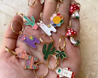 Cat/Puppy Collar Charms - Spaceman Rocket Flower Rainbow Lama Cactus Mushroom Avocado Palm Tree Gold Cute Charms for Kitten/Puppy/Cat/Dog