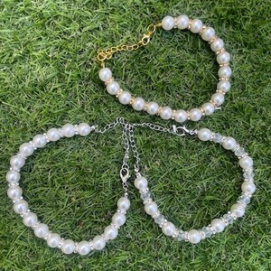 Design options of our 3 types of pearl necklace for cats, dogs, puppies and kittens.
