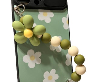 Cute Flower Green Strap Phonecase With Camera Cover iPhone Case