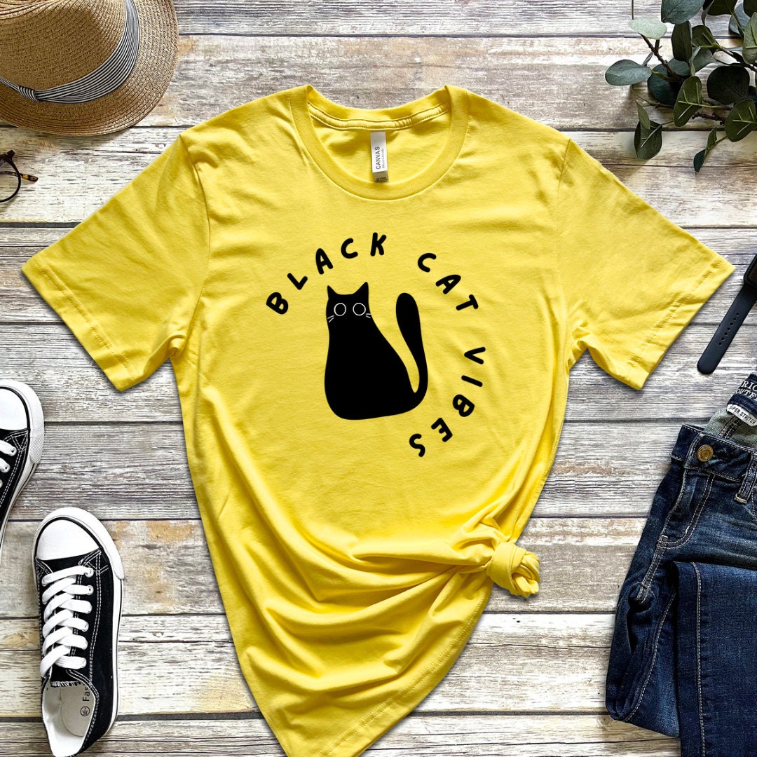 Black Cat Vibes Tshirt Pet Care Workers Halloween Gift Spooky Kitty